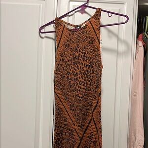Orange Patterned Sleeveless Dress